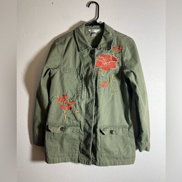 Christopher & Banks Jackets & Blazers - Christopher & Banks Embroidered Floral Utility Jacket Size Small Boho